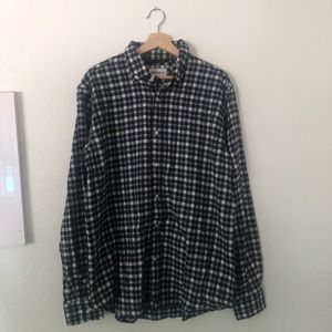 Brōra Cotton Wool Blend Plaid Flannel Button Down Shirt in Blue White Sz XL